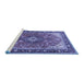 Sideview of Machine Washable Medallion Blue Traditional Rug, wshtr1170blu