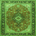 Round Machine Washable Medallion Green Traditional Area Rugs, wshtr1170grn