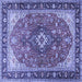 Square Medallion Blue Traditional Rug, tr1170blu