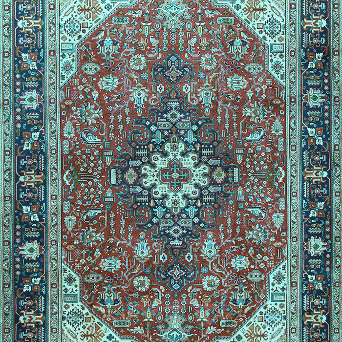 Machine Washable Medallion Light Blue Traditional Rug, wshtr1170lblu