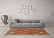 Machine Washable Medallion Brown Traditional Rug in a Living Room,, wshtr1171brn