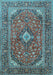 Medallion Light Blue Traditional Rug, tr1171lblu