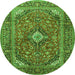 Square Medallion Green Traditional Rug, tr1171grn