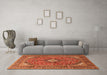 Machine Washable Medallion Orange Traditional Area Rugs in a Living Room, wshtr1171org