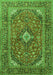 Serging Thickness of Machine Washable Medallion Green Traditional Area Rugs, wshtr1171grn