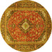 Round Medallion Yellow Traditional Rug, tr1171yw