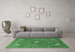 Machine Washable Medallion Emerald Green Traditional Area Rugs in a Living Room,, wshtr1171emgrn