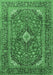 Machine Washable Medallion Emerald Green Traditional Area Rugs, wshtr1171emgrn