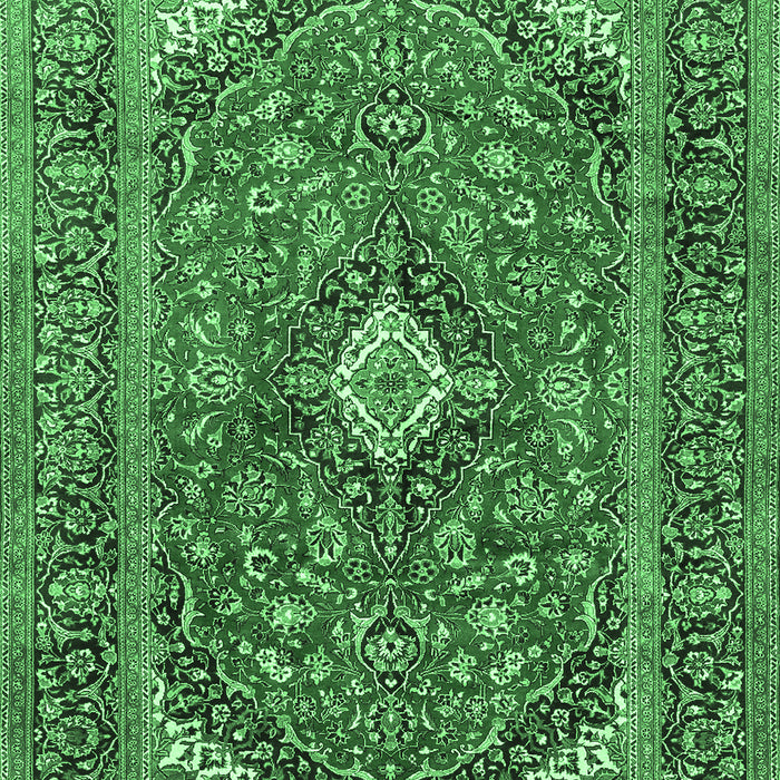 Machine Washable Medallion Emerald Green Traditional Area Rugs, wshtr1171emgrn