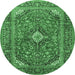 Round Medallion Emerald Green Traditional Rug, tr1171emgrn