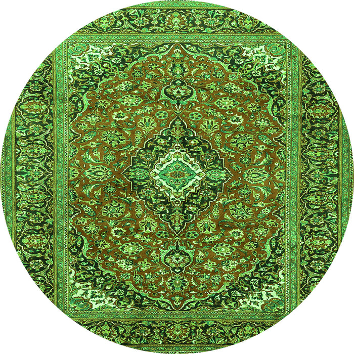 Machine Washable Medallion Green Traditional Area Rugs, wshtr1171grn