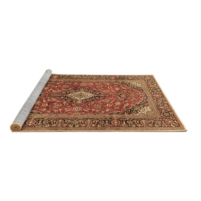 Sideview of Machine Washable Medallion Brown Traditional Rug, wshtr1171brn