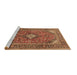 Sideview of Machine Washable Medallion Brown Traditional Rug, wshtr1171brn