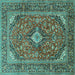 Square Medallion Turquoise Traditional Rug, tr1171turq