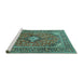 Sideview of Machine Washable Medallion Turquoise Traditional Area Rugs, wshtr1171turq