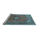 Sideview of Machine Washable Medallion Light Blue Traditional Rug, wshtr1171lblu