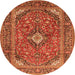 Machine Washable Medallion Orange Traditional Area Rugs, wshtr1171org