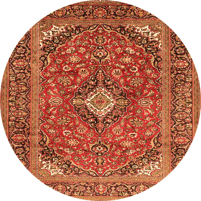 Square Medallion Orange Traditional Rug, tr1171org