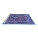 Sideview of Machine Washable Medallion Blue Traditional Rug, wshtr1171blu