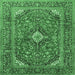 Square Medallion Emerald Green Traditional Rug, tr1171emgrn