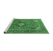 Sideview of Machine Washable Medallion Emerald Green Traditional Area Rugs, wshtr1171emgrn