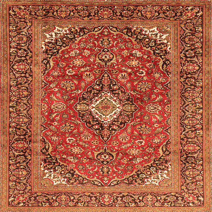 Serging Thickness of Medallion Orange Traditional Rug, tr1171org