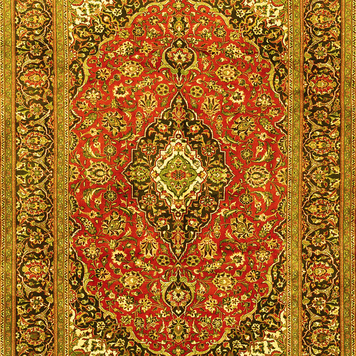 Machine Washable Medallion Yellow Traditional Rug, wshtr1171yw