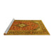 Sideview of Machine Washable Medallion Yellow Traditional Rug, wshtr1171yw