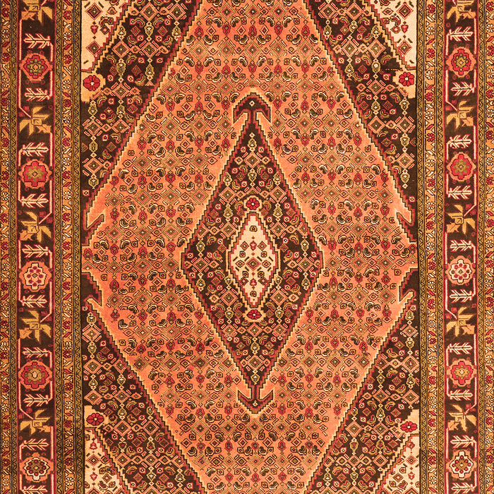 Serging Thickness of Machine Washable Medallion Orange Traditional Area Rugs, wshtr1172org