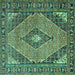 Square Medallion Turquoise Traditional Rug, tr1172turq