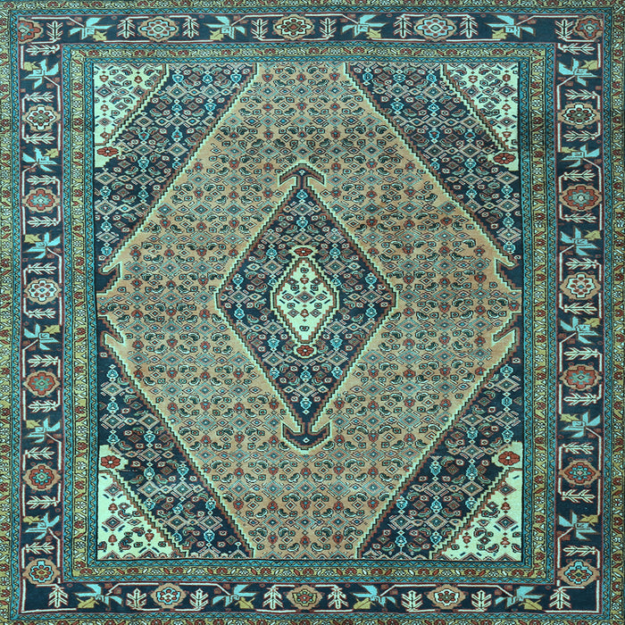 Square Medallion Light Blue Traditional Rug, tr1172lblu