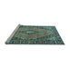 Sideview of Machine Washable Medallion Light Blue Traditional Rug, wshtr1172lblu