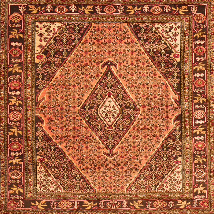 Serging Thickness of Medallion Orange Traditional Rug, tr1172org