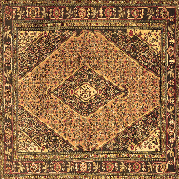 Square Medallion Brown Traditional Rug, tr1172brn