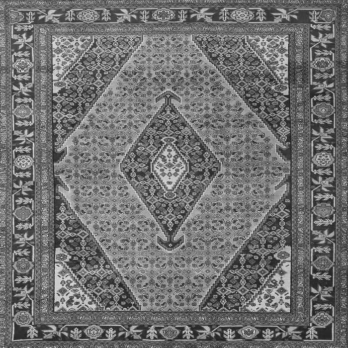 Round Machine Washable Medallion Gray Traditional Rug, wshtr1172gry