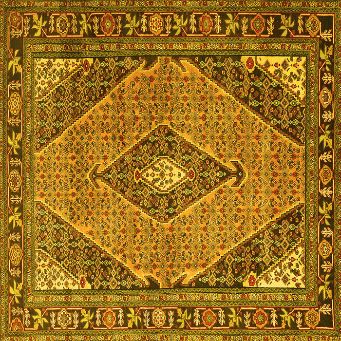 Square Medallion Yellow Traditional Rug, tr1172yw
