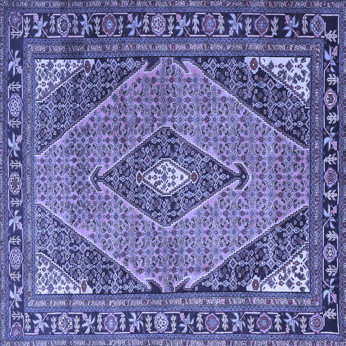 Square Machine Washable Medallion Blue Traditional Rug, wshtr1172blu