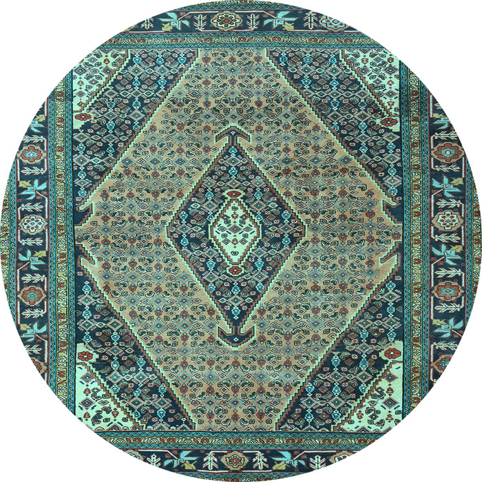 Round Medallion Light Blue Traditional Rug, tr1172lblu