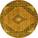 Round Medallion Yellow Traditional Rug, tr1172yw