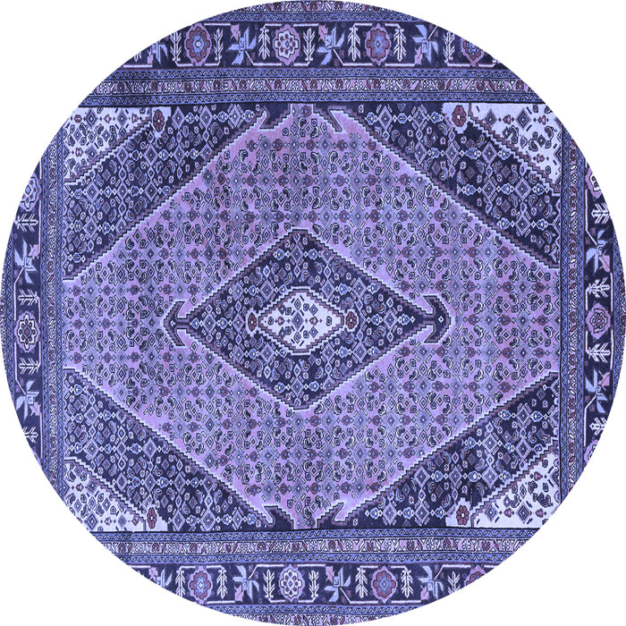 Round Medallion Blue Traditional Rug, tr1172blu