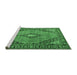 Sideview of Machine Washable Medallion Emerald Green Traditional Area Rugs, wshtr1172emgrn