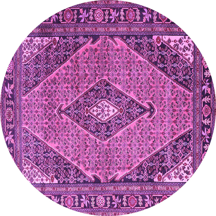 Round Medallion Purple Traditional Rug, tr1172pur