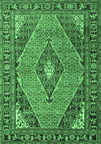 Medallion Emerald Green Traditional Rug, tr1172emgrn