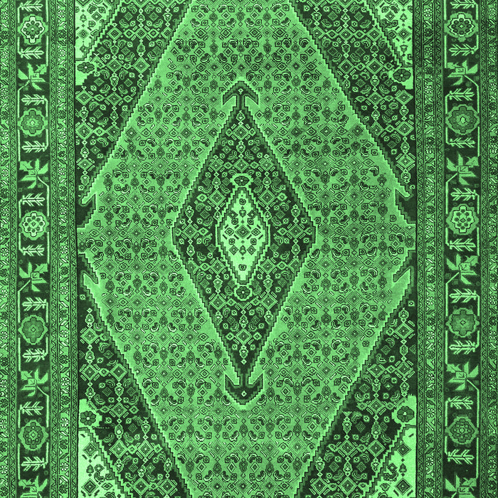 Medallion Emerald Green Traditional Rug, tr1172emgrn