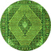 Square Medallion Green Traditional Rug, tr1172grn