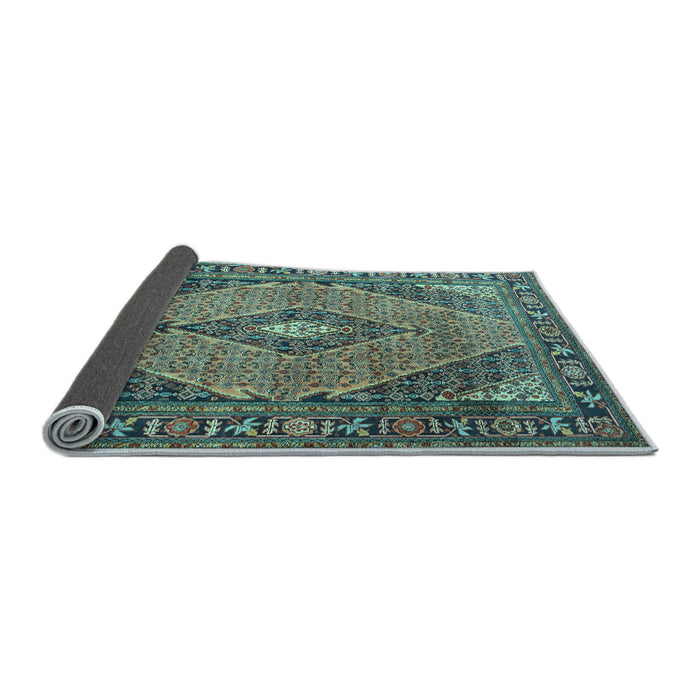 Sideview of Medallion Light Blue Traditional Rug, tr1172lblu