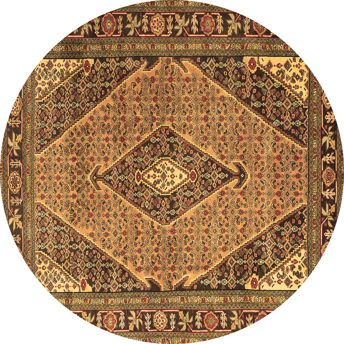 Round Medallion Brown Traditional Rug, tr1172brn
