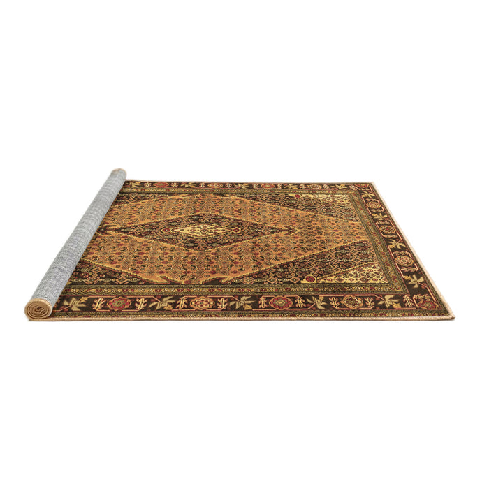 Sideview of Machine Washable Medallion Brown Traditional Rug, wshtr1172brn