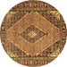 Round Machine Washable Medallion Brown Traditional Rug, wshtr1172brn