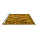 Sideview of Machine Washable Medallion Yellow Traditional Rug, wshtr1172yw